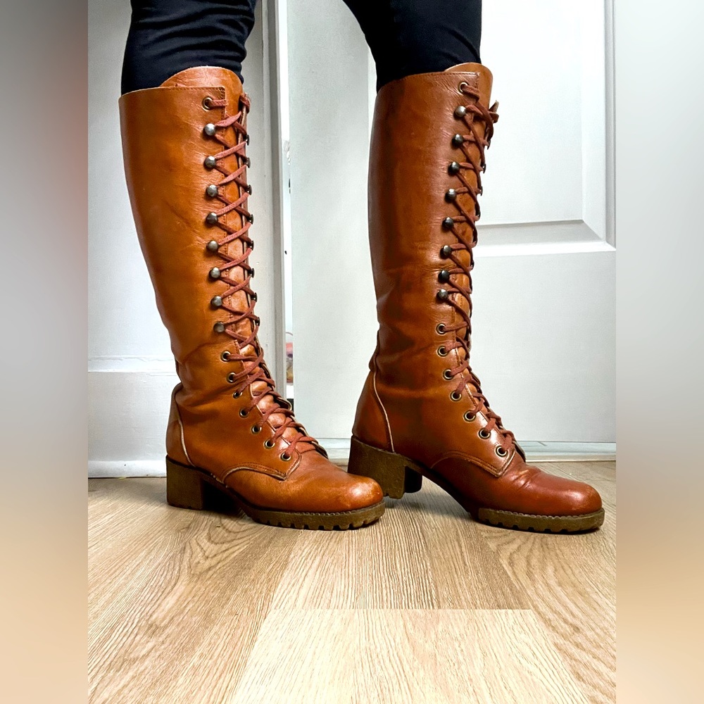 Vintage 1970s Leather Combat Boots